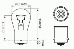 Лампа STANDARD P21W 12V 21W 1987302201 для MAZDA 3 (BK) 1.4 2003-2009, код двигателя ZJ-VE, V см3 1349, кВт 62, л.с. 84, бензин, Bosch 1987302201